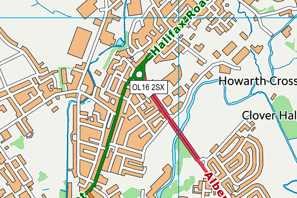 OL16 2SX map - OS VectorMap District (Ordnance Survey)