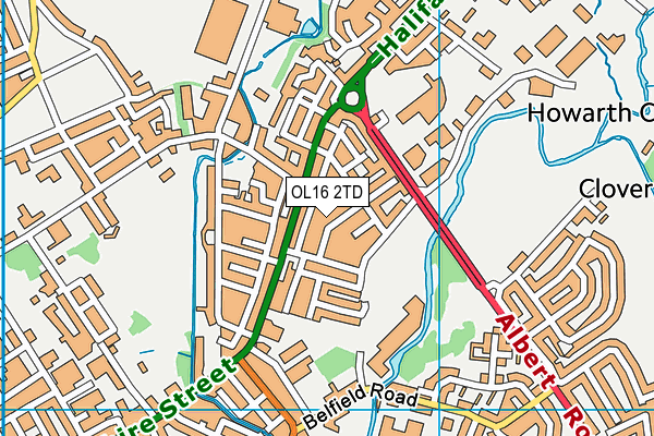 OL16 2TD map - OS VectorMap District (Ordnance Survey)
