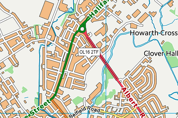 OL16 2TF map - OS VectorMap District (Ordnance Survey)