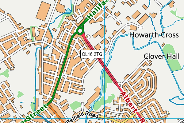 OL16 2TG map - OS VectorMap District (Ordnance Survey)