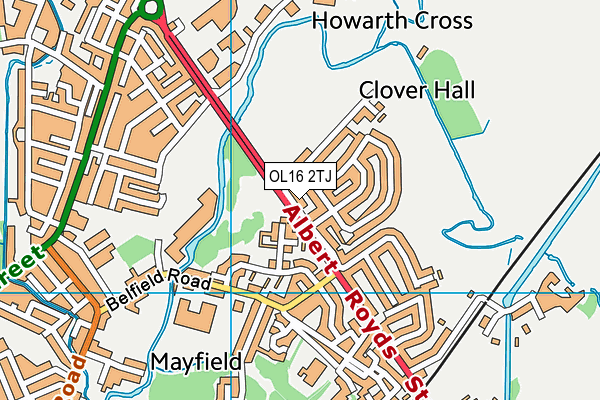 OL16 2TJ map - OS VectorMap District (Ordnance Survey)