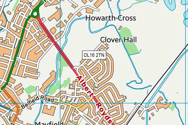 OL16 2TN map - OS VectorMap District (Ordnance Survey)