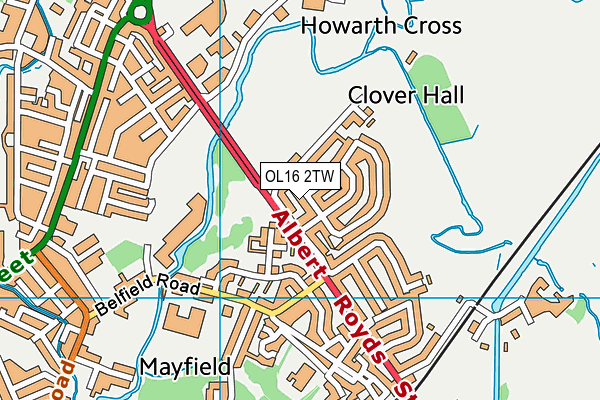 OL16 2TW map - OS VectorMap District (Ordnance Survey)