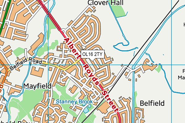 OL16 2TY map - OS VectorMap District (Ordnance Survey)