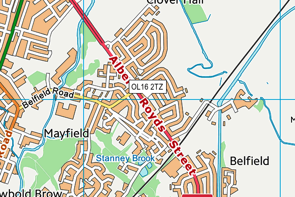 OL16 2TZ map - OS VectorMap District (Ordnance Survey)