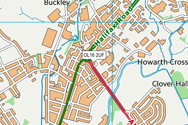 OL16 2UF map - OS VectorMap District (Ordnance Survey)