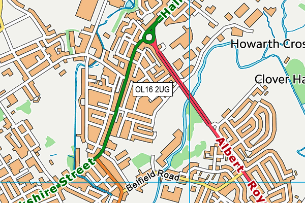 OL16 2UG map - OS VectorMap District (Ordnance Survey)
