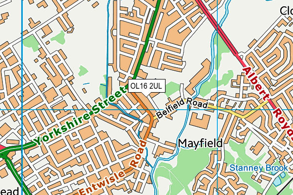 OL16 2UL map - OS VectorMap District (Ordnance Survey)