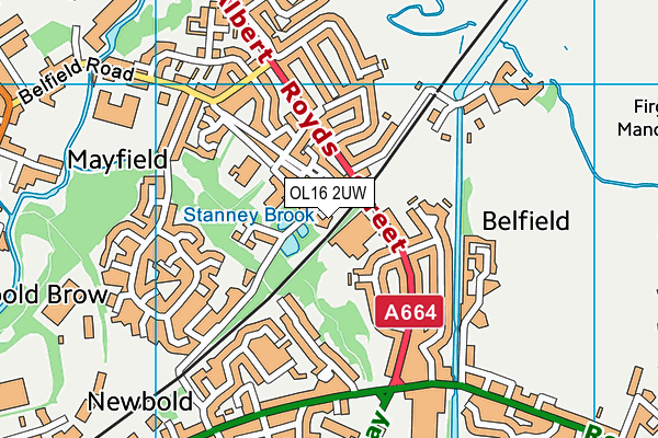 OL16 2UW map - OS VectorMap District (Ordnance Survey)