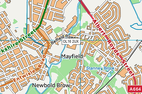 OL16 2UX map - OS VectorMap District (Ordnance Survey)