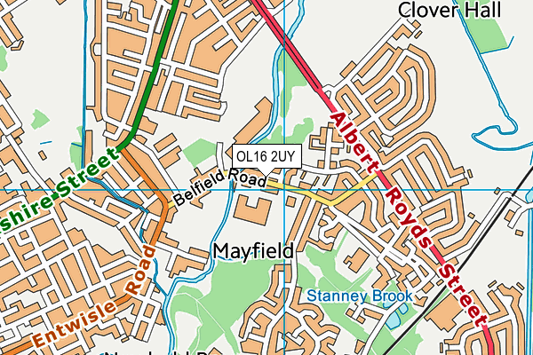 OL16 2UY map - OS VectorMap District (Ordnance Survey)