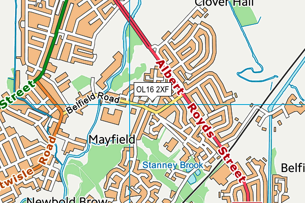 OL16 2XF map - OS VectorMap District (Ordnance Survey)