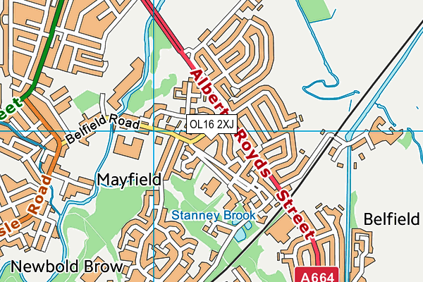 OL16 2XJ map - OS VectorMap District (Ordnance Survey)