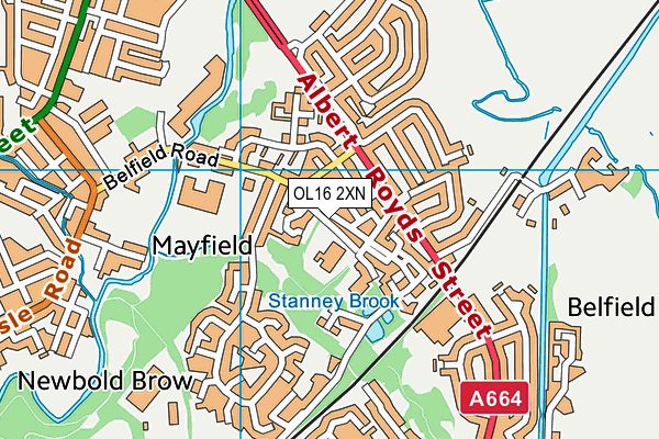 OL16 2XN map - OS VectorMap District (Ordnance Survey)