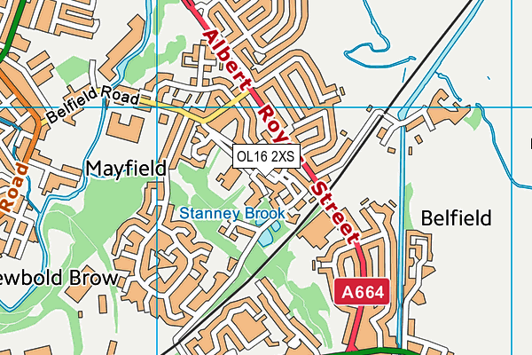 OL16 2XS map - OS VectorMap District (Ordnance Survey)