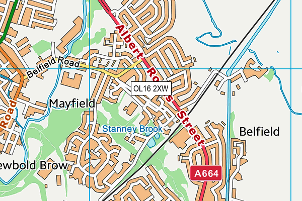Belfield Community School map (OL16 2XW) - OS VectorMap District (Ordnance Survey)