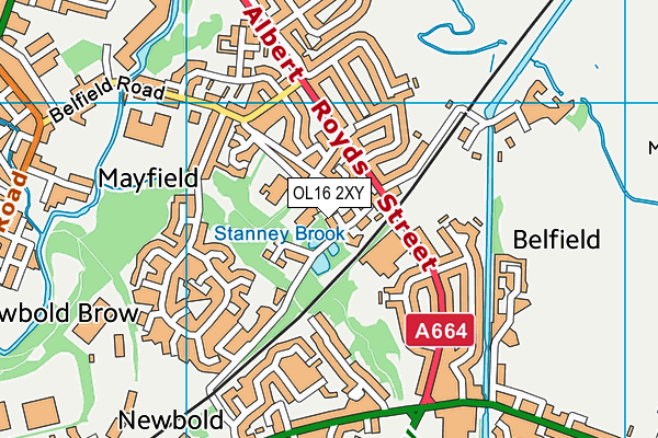 OL16 2XY map - OS VectorMap District (Ordnance Survey)