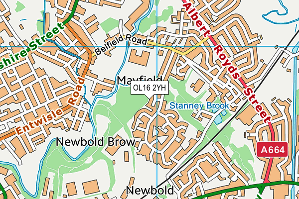 OL16 2YH map - OS VectorMap District (Ordnance Survey)