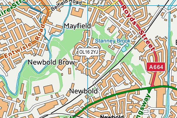 OL16 2YJ map - OS VectorMap District (Ordnance Survey)