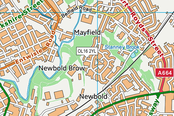 OL16 2YL map - OS VectorMap District (Ordnance Survey)