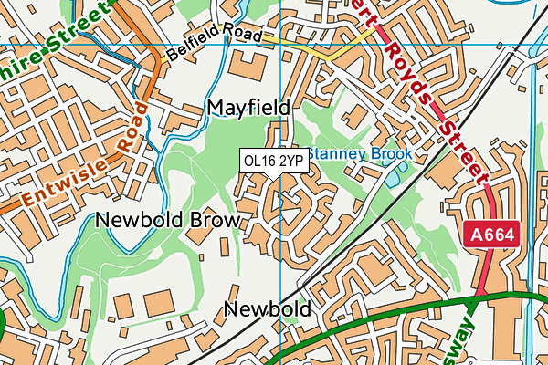 OL16 2YP map - OS VectorMap District (Ordnance Survey)