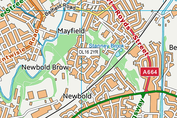 OL16 2YR map - OS VectorMap District (Ordnance Survey)