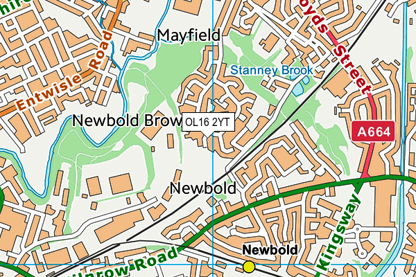 OL16 2YT map - OS VectorMap District (Ordnance Survey)