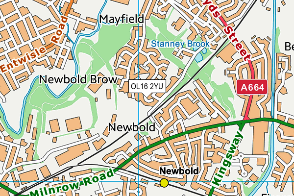 OL16 2YU map - OS VectorMap District (Ordnance Survey)