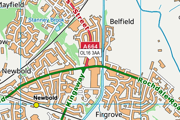 OL16 3AA map - OS VectorMap District (Ordnance Survey)