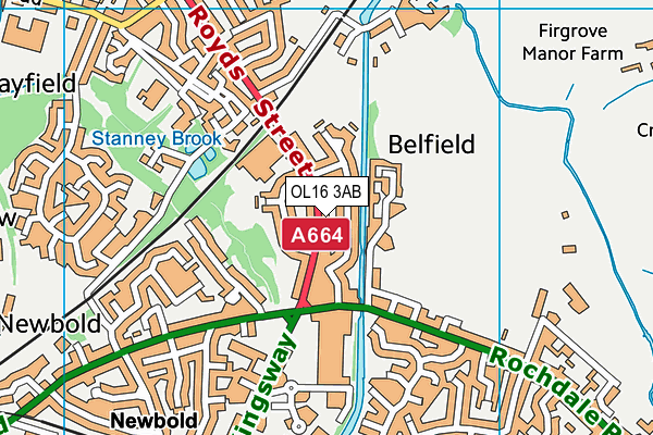 OL16 3AB map - OS VectorMap District (Ordnance Survey)