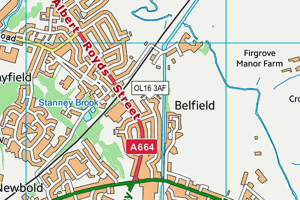 OL16 3AF map - OS VectorMap District (Ordnance Survey)