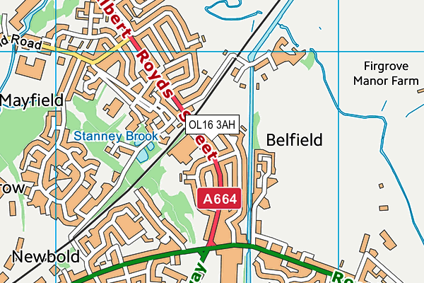 OL16 3AH map - OS VectorMap District (Ordnance Survey)