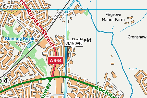 OL16 3AR map - OS VectorMap District (Ordnance Survey)