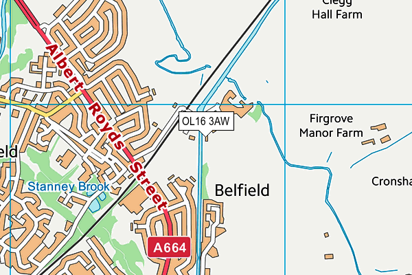 OL16 3AW map - OS VectorMap District (Ordnance Survey)