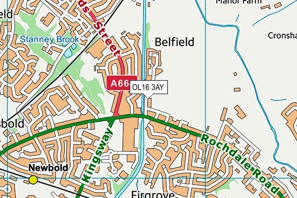 OL16 3AY map - OS VectorMap District (Ordnance Survey)