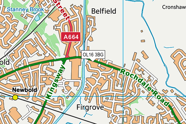 OL16 3BG map - OS VectorMap District (Ordnance Survey)