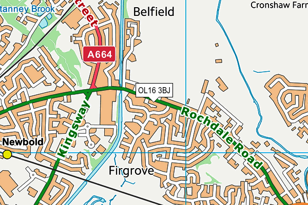 OL16 3BJ map - OS VectorMap District (Ordnance Survey)