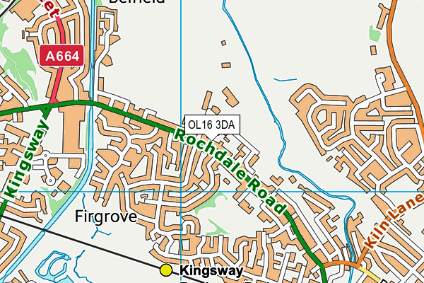 OL16 3DA map - OS VectorMap District (Ordnance Survey)