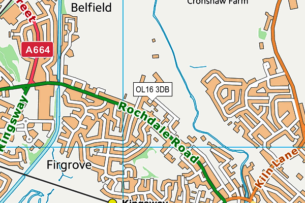 OL16 3DB map - OS VectorMap District (Ordnance Survey)