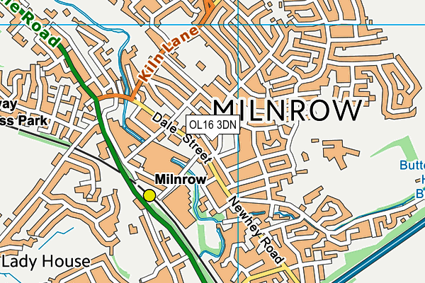 OL16 3DN map - OS VectorMap District (Ordnance Survey)