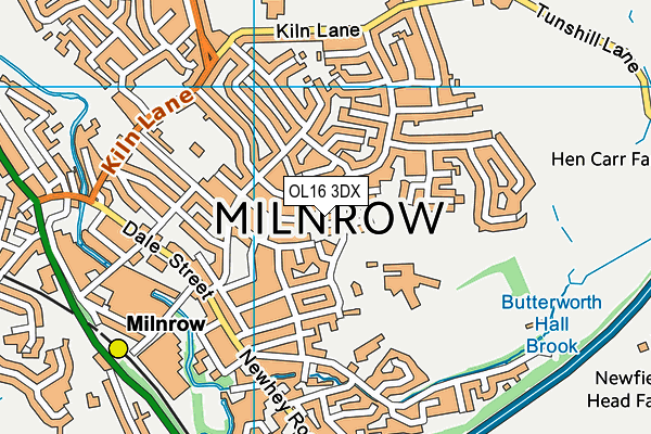 OL16 3DX map - OS VectorMap District (Ordnance Survey)