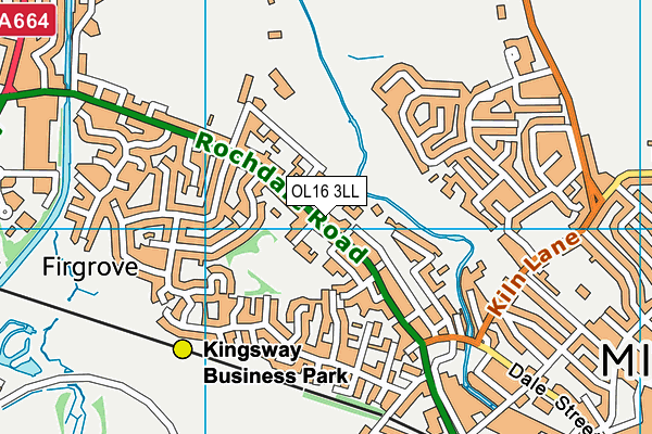 OL16 3LL map - OS VectorMap District (Ordnance Survey)