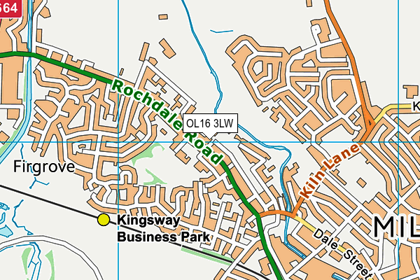 OL16 3LW map - OS VectorMap District (Ordnance Survey)