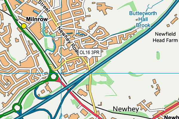 OL16 3PR map - OS VectorMap District (Ordnance Survey)