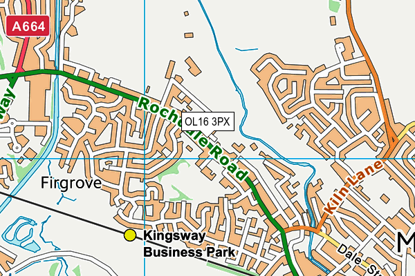 OL16 3PX map - OS VectorMap District (Ordnance Survey)