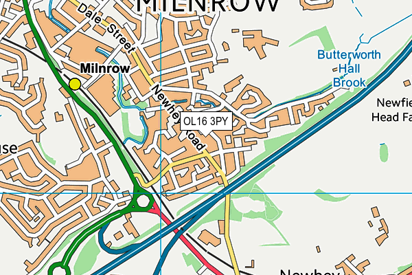 OL16 3PY map - OS VectorMap District (Ordnance Survey)