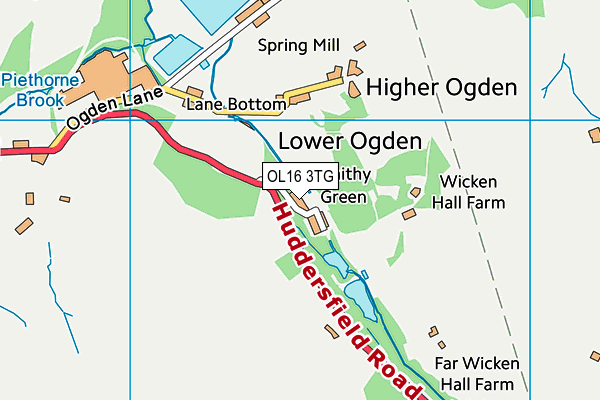 OL16 3TG map - OS VectorMap District (Ordnance Survey)