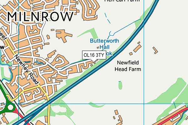 OL16 3TY map - OS VectorMap District (Ordnance Survey)