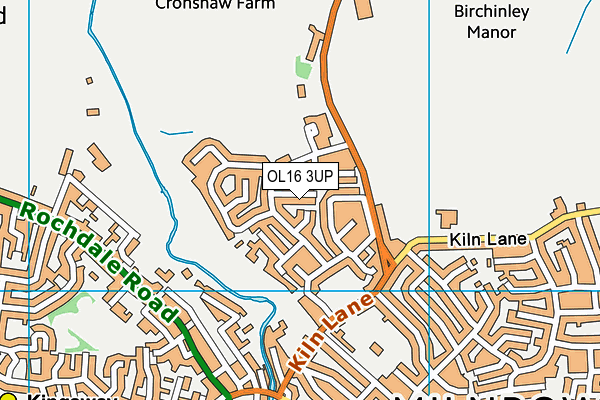 OL16 3UP map - OS VectorMap District (Ordnance Survey)