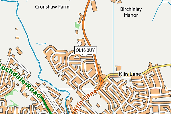 OL16 3UY map - OS VectorMap District (Ordnance Survey)